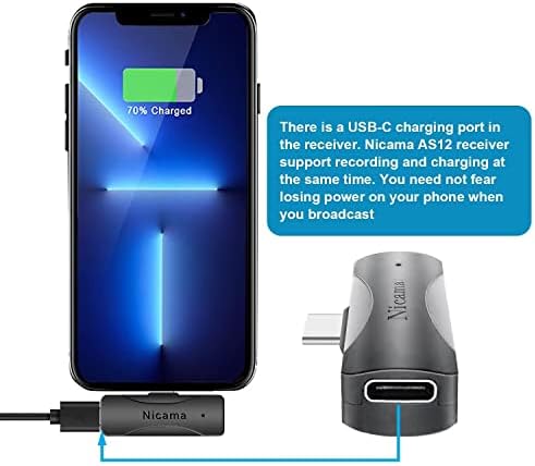 Microphone sans Fil Nicama AS12-C USB-C pour iPhone 15/16, Android Samsung - Enregistrement Vidéo, Podcast, Vlog - Réduc