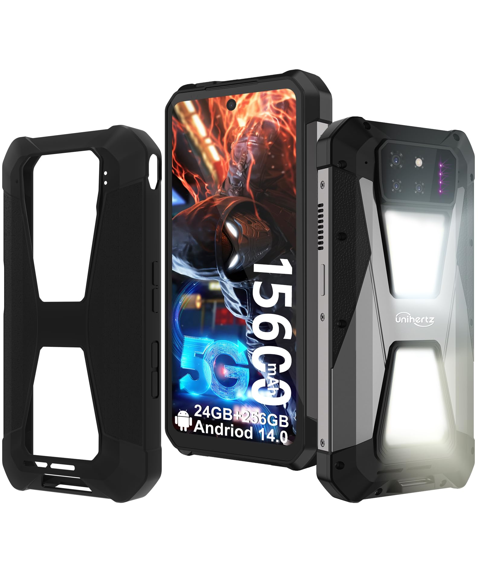 Unihertz Tank 3s Android 14 5G Étanche Smartphones Incassable, pour Outdoor et Camping, Grande Capacité d'Écran et Stock