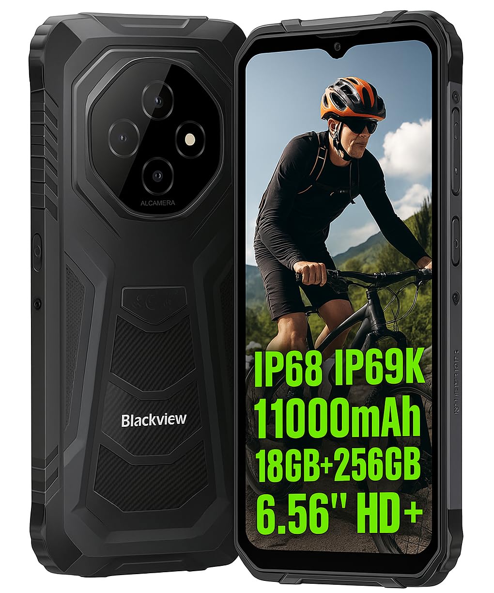 Blackview Fort 1 AI Smartphone Incassable - Éditeur Photo Magique IA | 18GB+256GB | Batterie 11000mAh | Noir